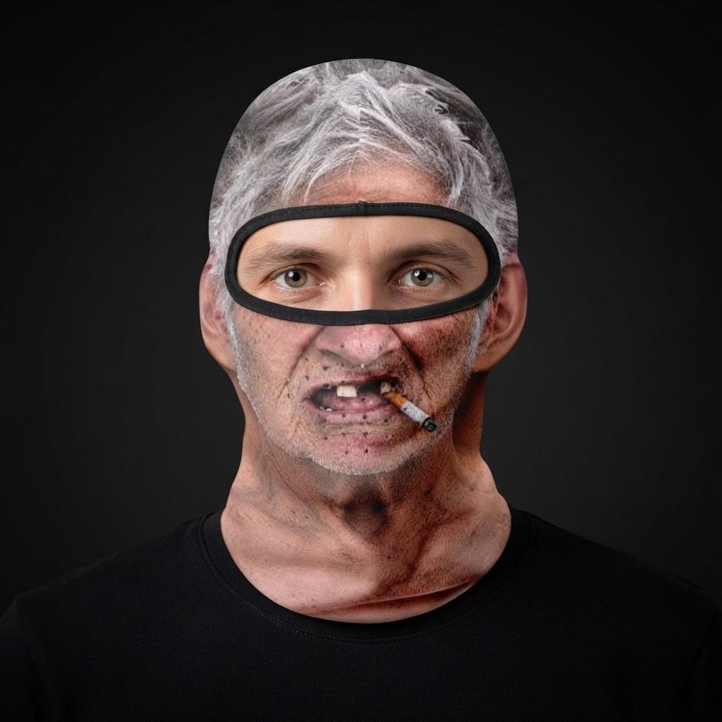 Cigarette Charlie SF-21 3D printed balaclava worn by a model – front view