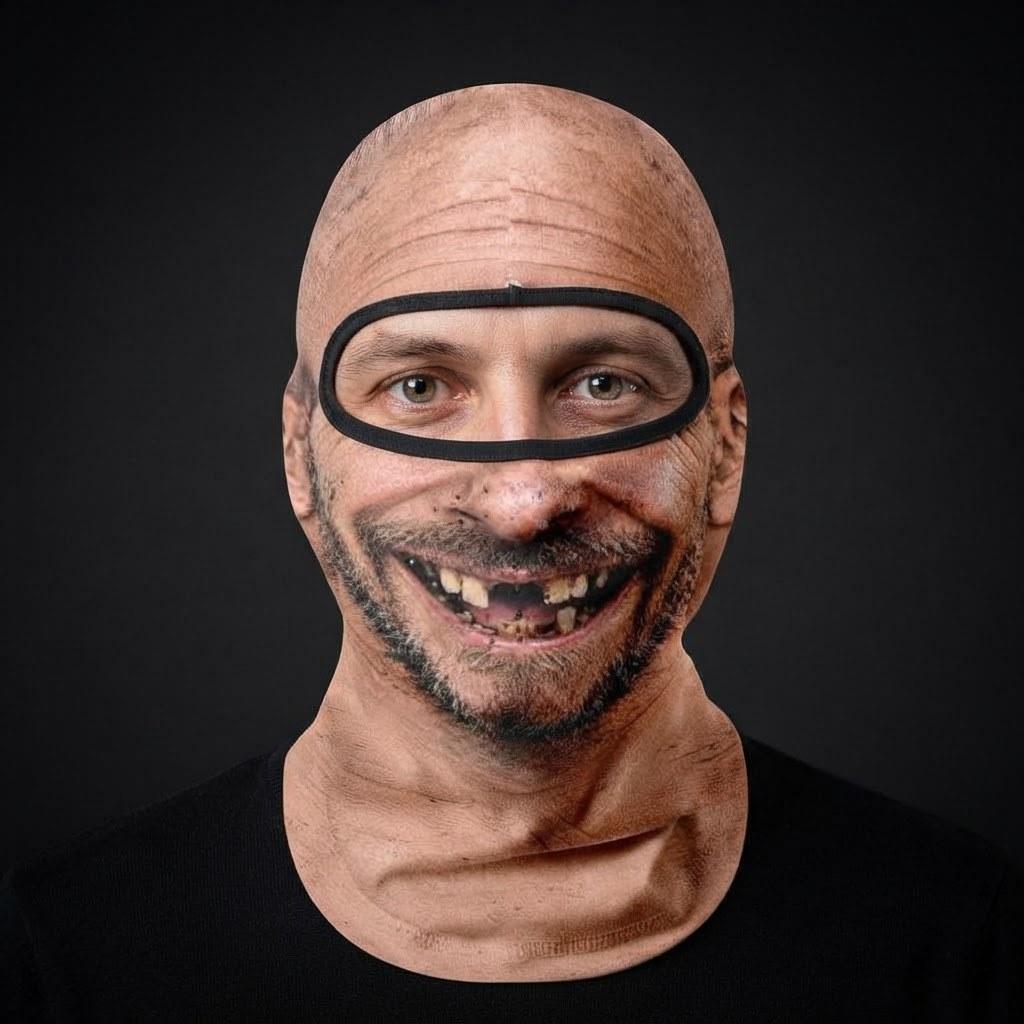 Bald Bob SF-22 3D printed balaclava worn by a model – front view