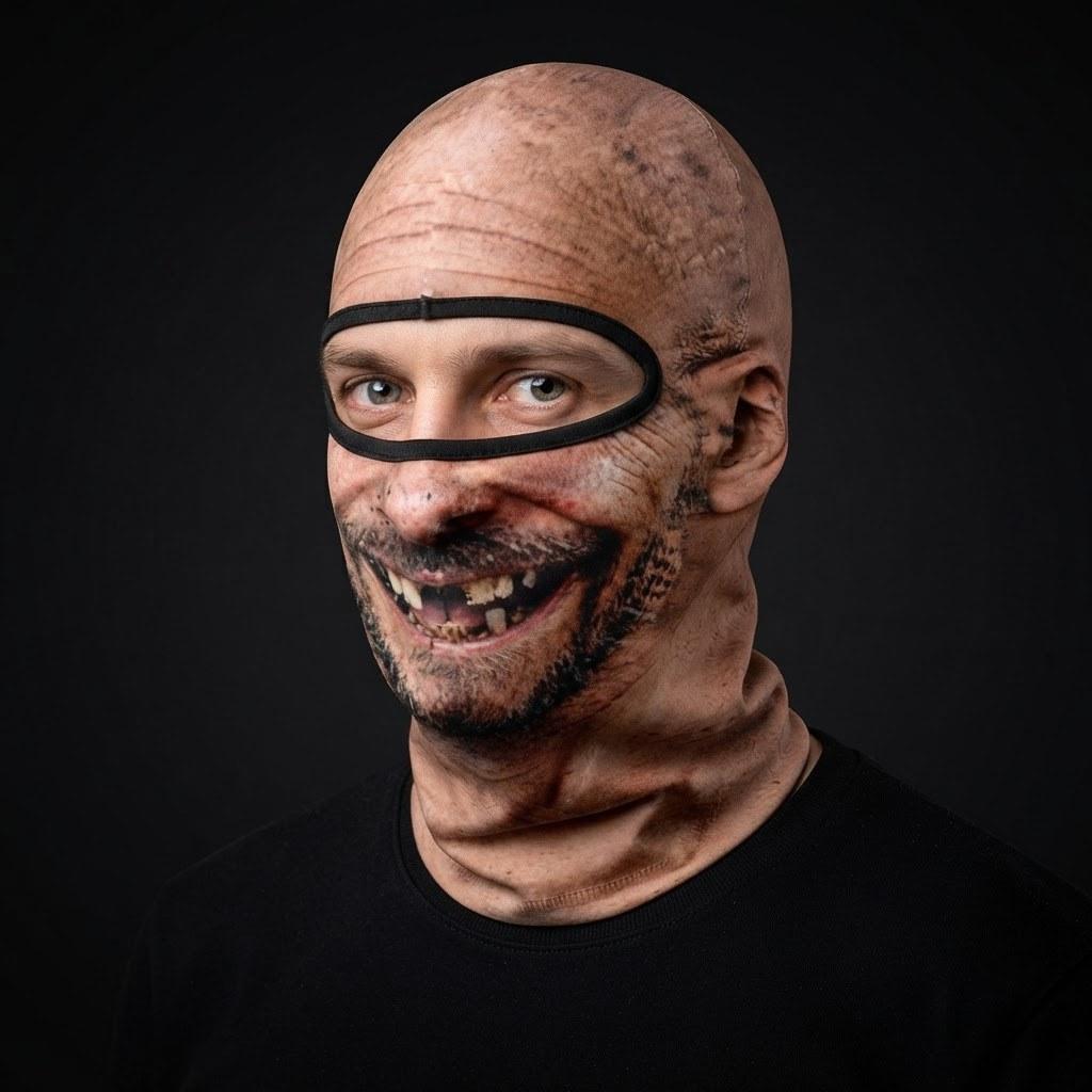 Bald Bob SF-22 3D printed balaclava worn by a model – side view