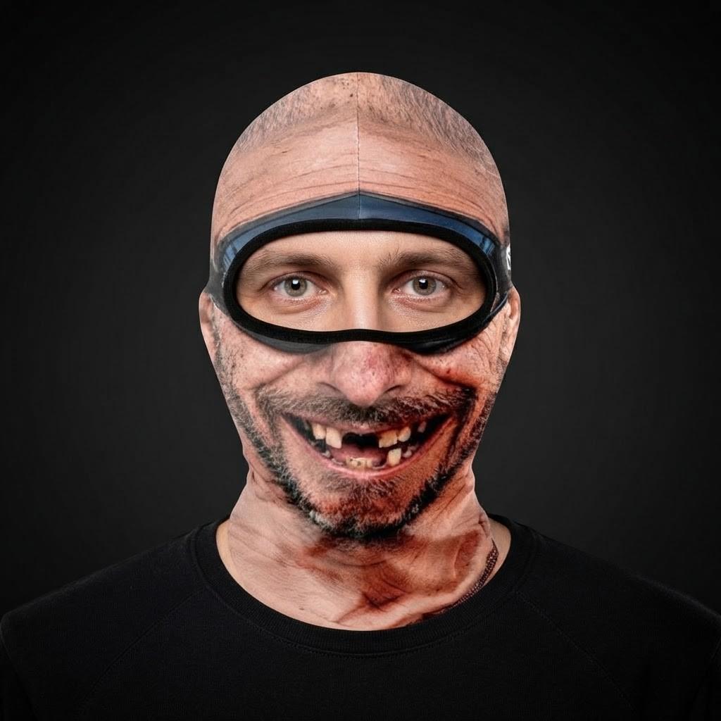 Goggle Grandpa SF-24 3D printed balaclava worn by a model – front view