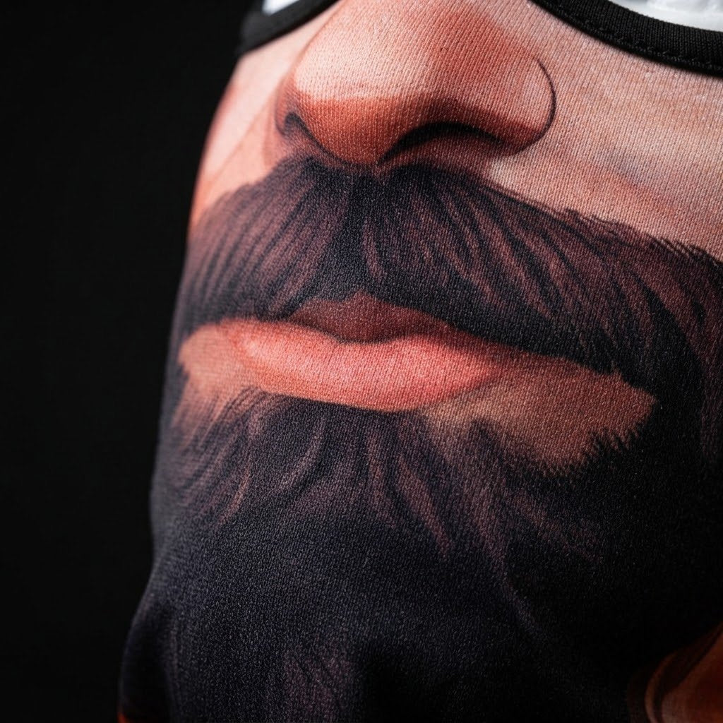 Ember Smoke BG-01 3D printed balaclava – close-up of the printed design