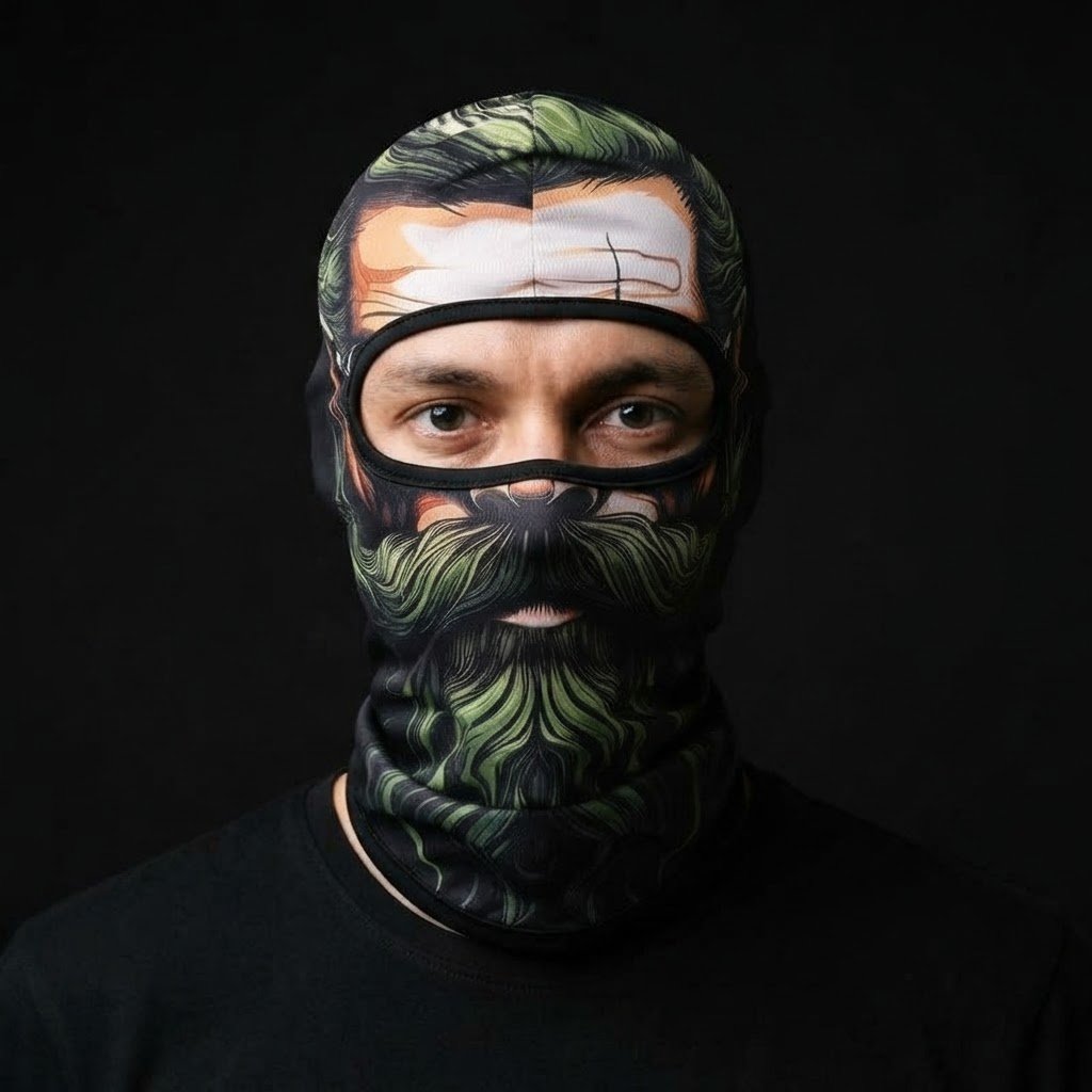 Forest Ranger BG-05 3D printed balaclava worn by a model – front view