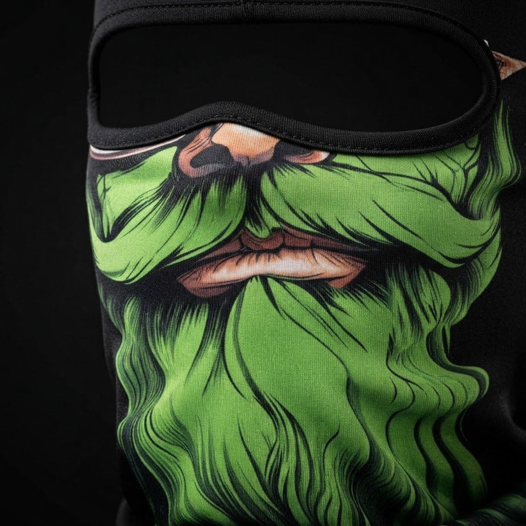 Toxic Green BG-06 3D printed balaclava – close-up of the printed design