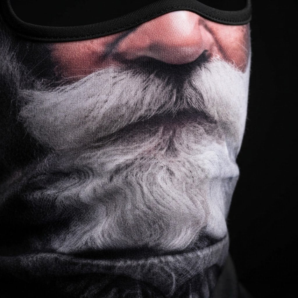 Silver Grandpa BG-07 3D printed balaclava – close-up of the printed design