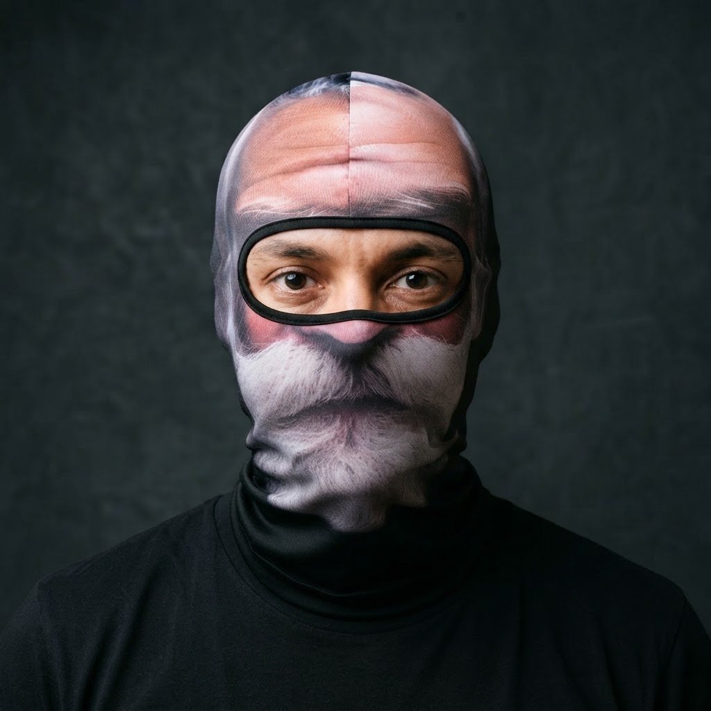 Silver Grandpa BG-07 3D printed balaclava worn by a model – front view