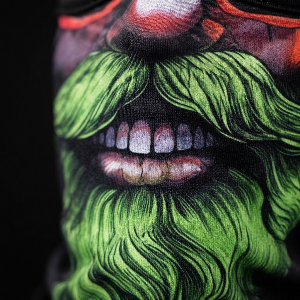 Jolly Green BG-09 3D printed balaclava – close-up of the printed design