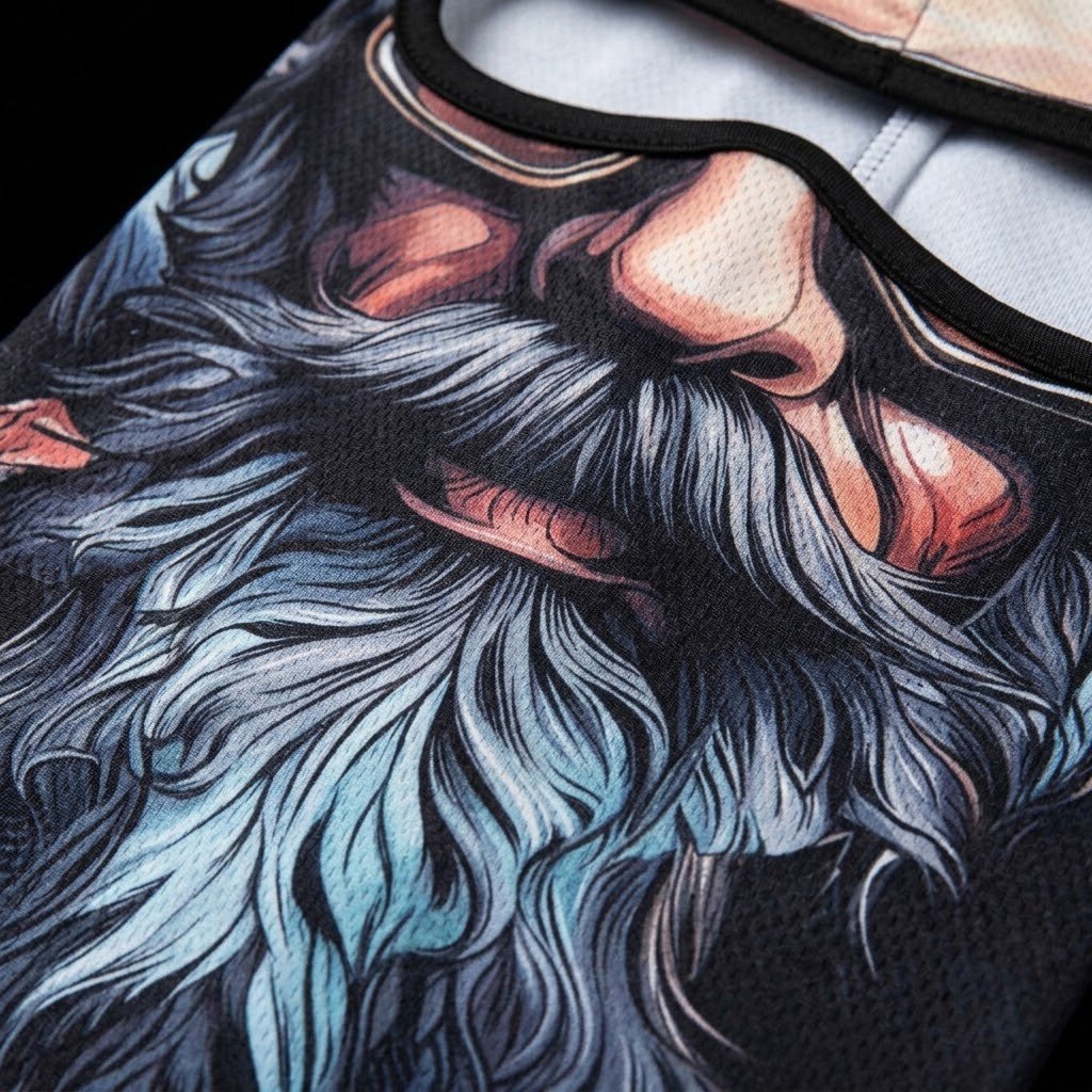 Grey Admiral BG-10 3D printed balaclava – close-up of the printed design