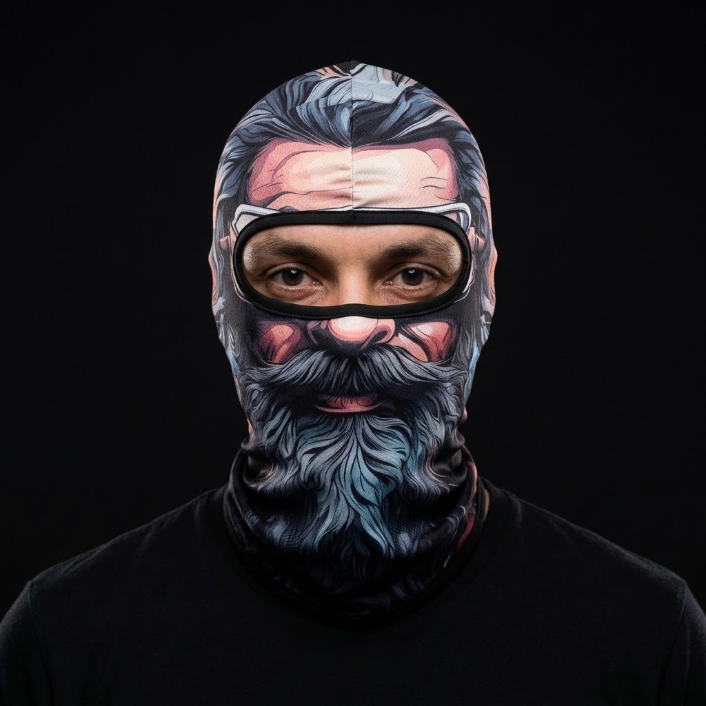 Grey Admiral BG-10 3D printed balaclava worn by a model – front view