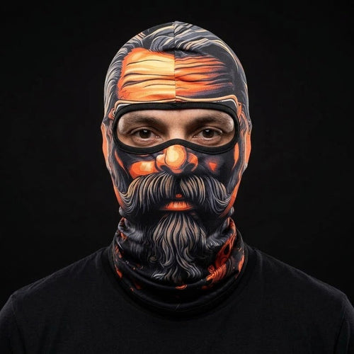 Black Beard Pirate BG-12 3D printed balaclava worn by a model – front view