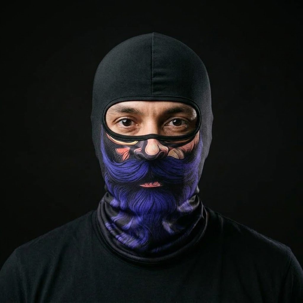 Midnight Blue BG-16 3D printed balaclava worn by a model – front view