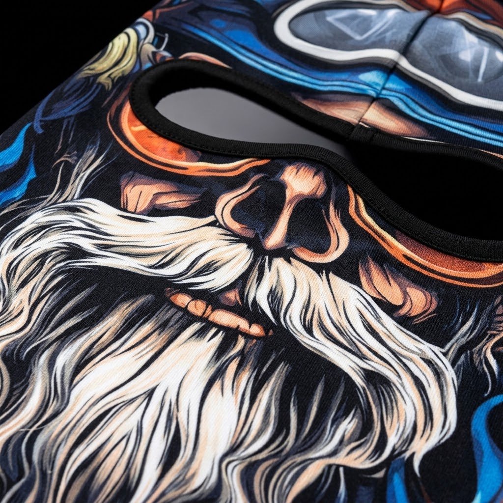 Snow Pilot BG-19 3D printed balaclava – close-up of the printed design