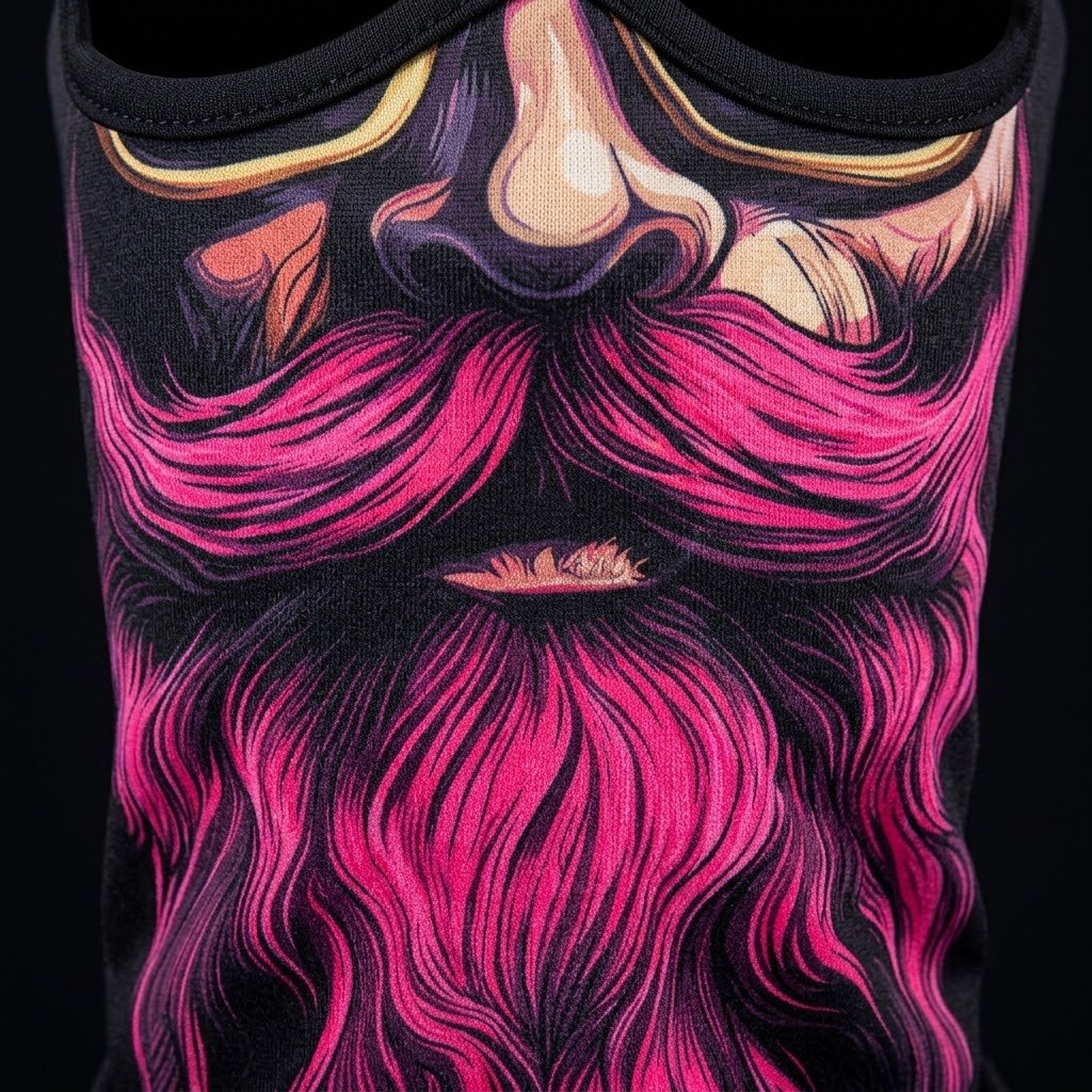 Hot Pink Beard BG-22 3D printed balaclava – close-up of the printed design