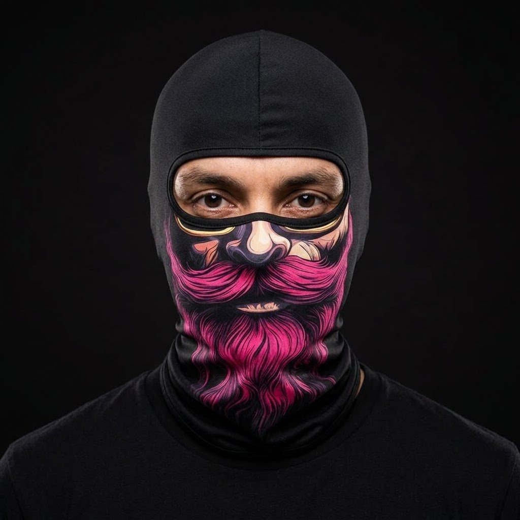 Hot Pink Beard BG-22 3D printed balaclava worn by a model – front view