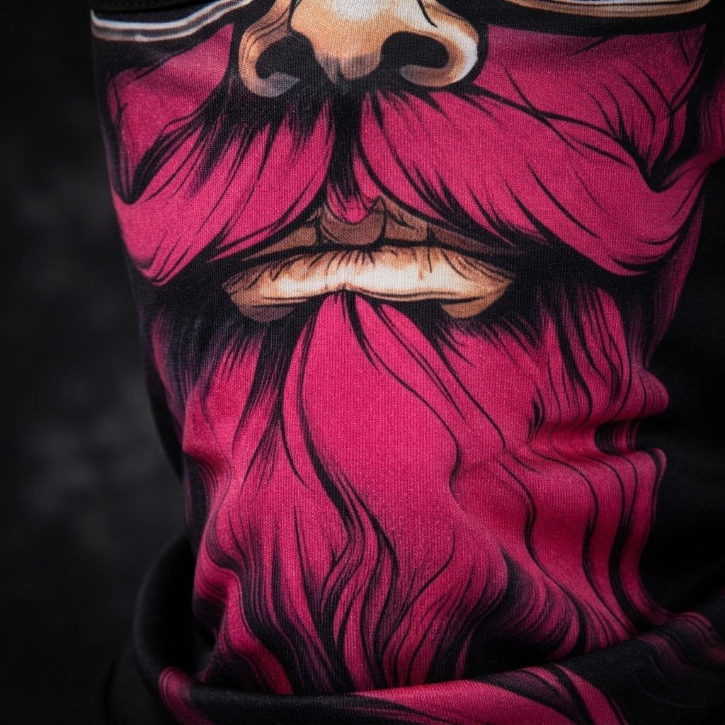 Crimson Beard BG-27 3D printed balaclava – close-up of the printed design