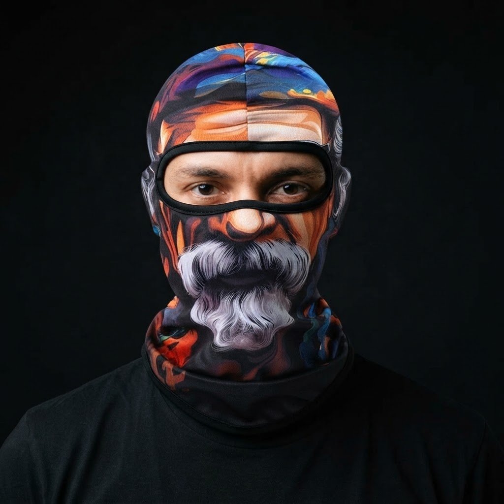 Sunset Grandpa BG-28 3D printed balaclava worn by a model – front view