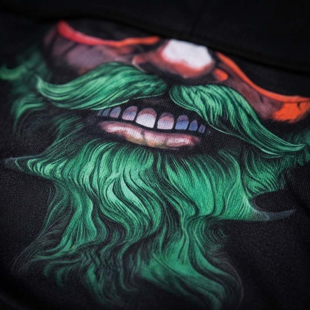 Lucky Green BG-30 3D printed balaclava – close-up of the printed design
