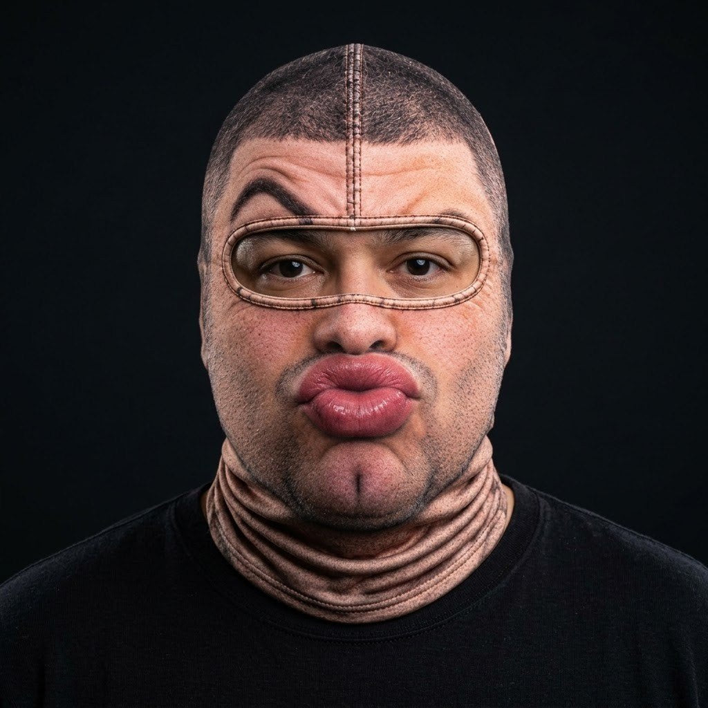 Kiss Face SF-04 3D printed balaclava worn by a model – front view