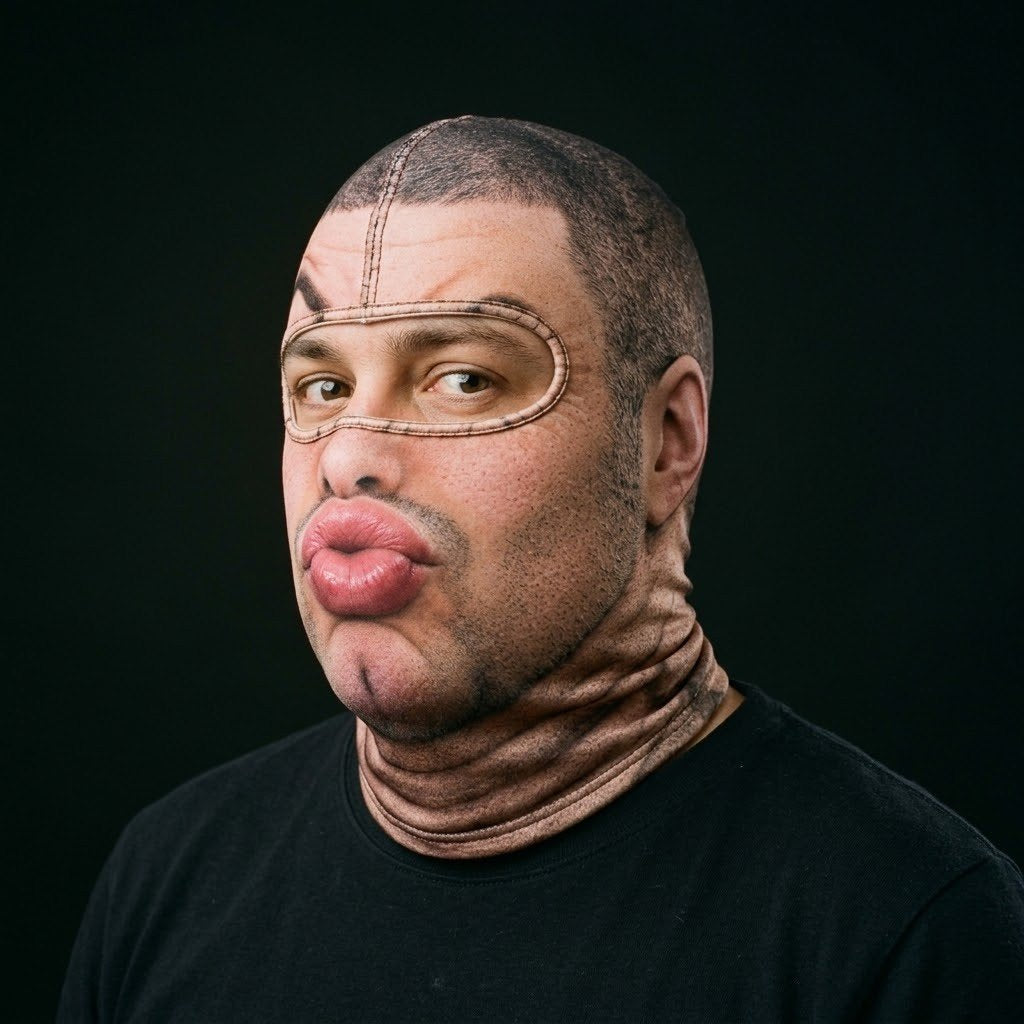 Kiss Face SF-04 3D printed balaclava worn by a model – side view