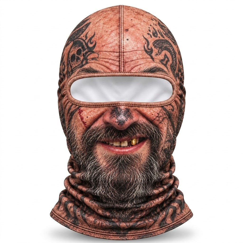 Tattooed Grandpa SF-06 3D printed balaclava – product photo on white background