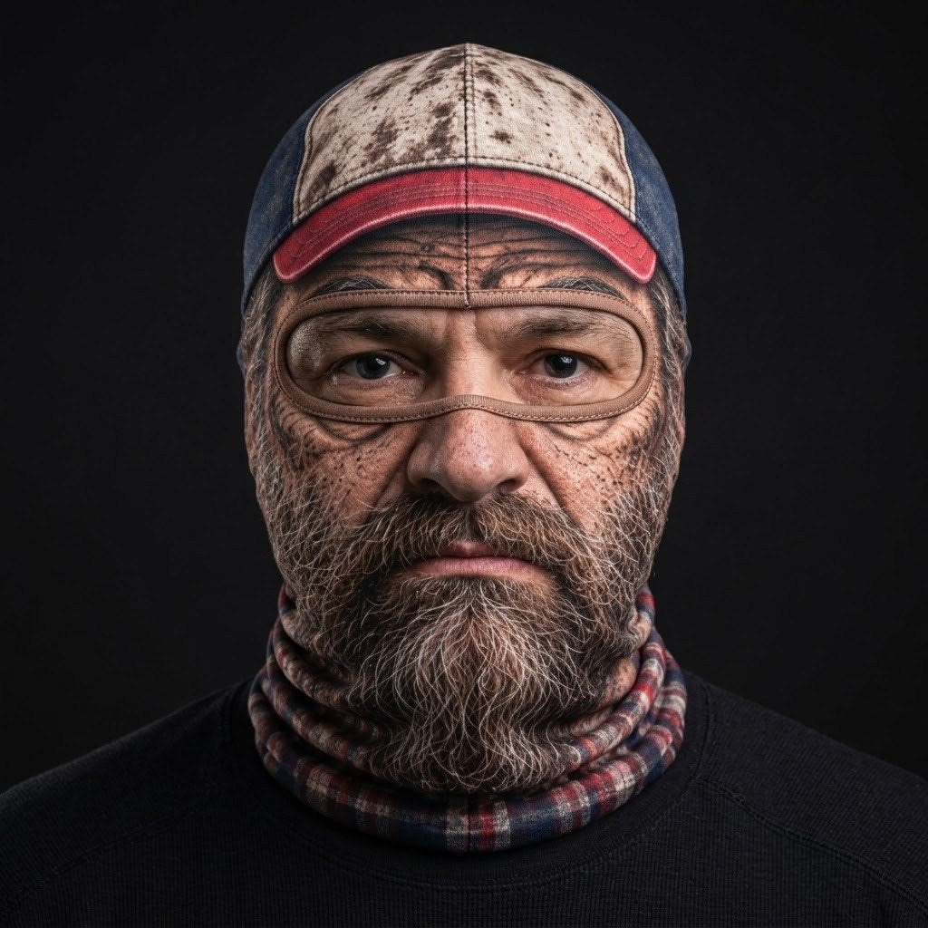 Trucker Cap SF-07 3D printed balaclava worn by a model – front view