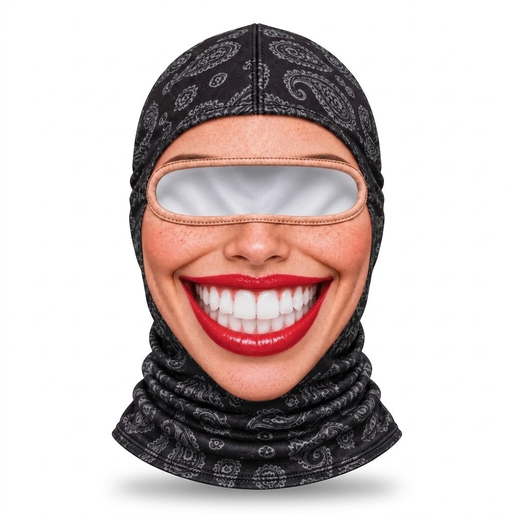 Red Lips Smile SF-08 3D printed balaclava – product photo on white background