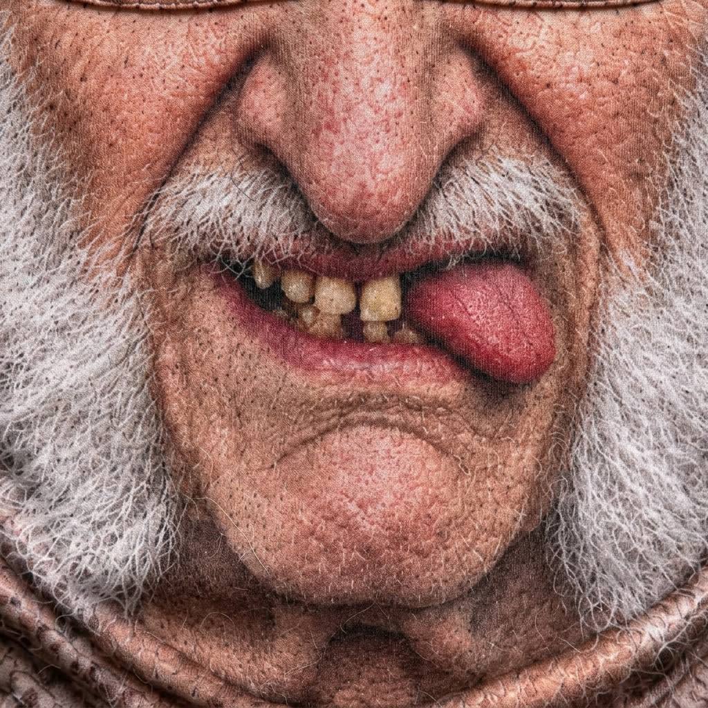 Tongue Out Grandpa SF-10 3D printed balaclava – close-up of the printed design
