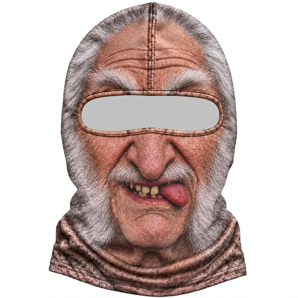 Tongue Out Grandpa SF-10 3D printed balaclava – product photo on white background