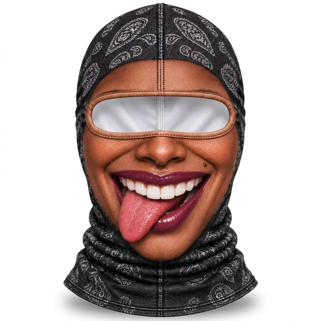 Tongue Out Lady SF-11 3D printed balaclava – product photo on white background