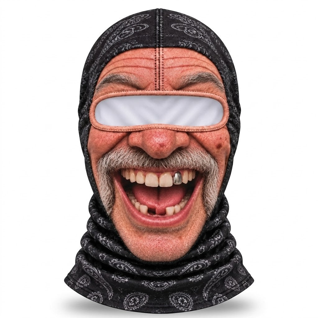 Moustache Laugh SF-14 3D printed balaclava – product photo on white background